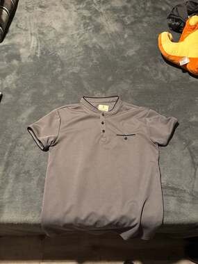Scott James Men's Grey Short Sleeve Henley Polo Shirt with Chest Pocket